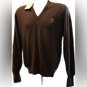 NWT Vintage 1960’s Izod Long Sleeve Brown V Neck Sweater Men’s Medium